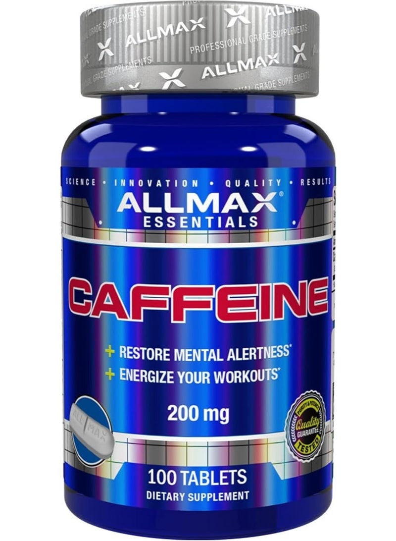 ALLMAX Caffeine - 100 Tablets - Increases Mental Alertness, Focus & Energy - Vegan - 100 Servings - Image 1
